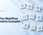 Illustration of twelve connected law firm workflow automation steps